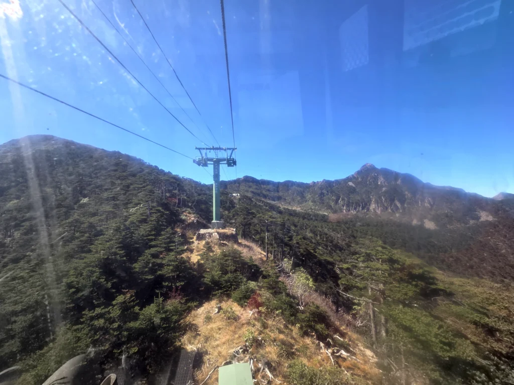 Blick auf die Seilbahnstrecke